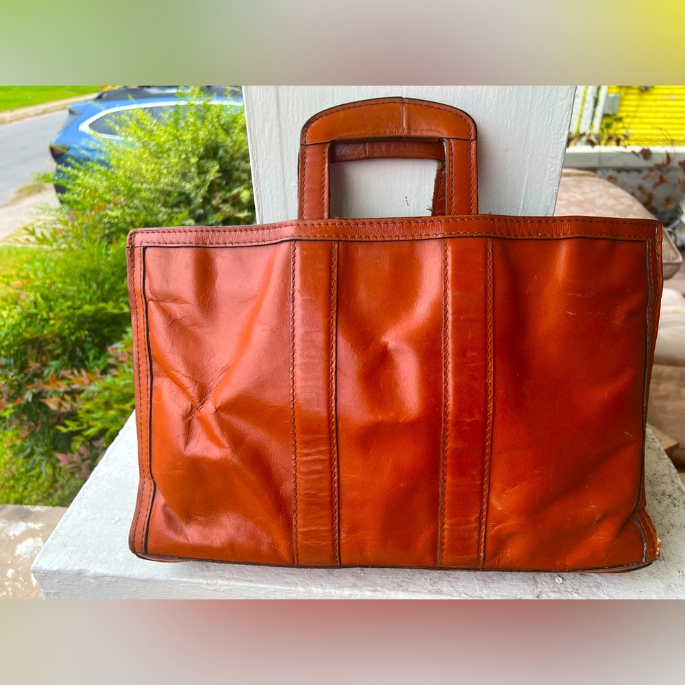 VINTAGE SCHLESINGER Brothers Case Setter California Saddle Leather Briefcase